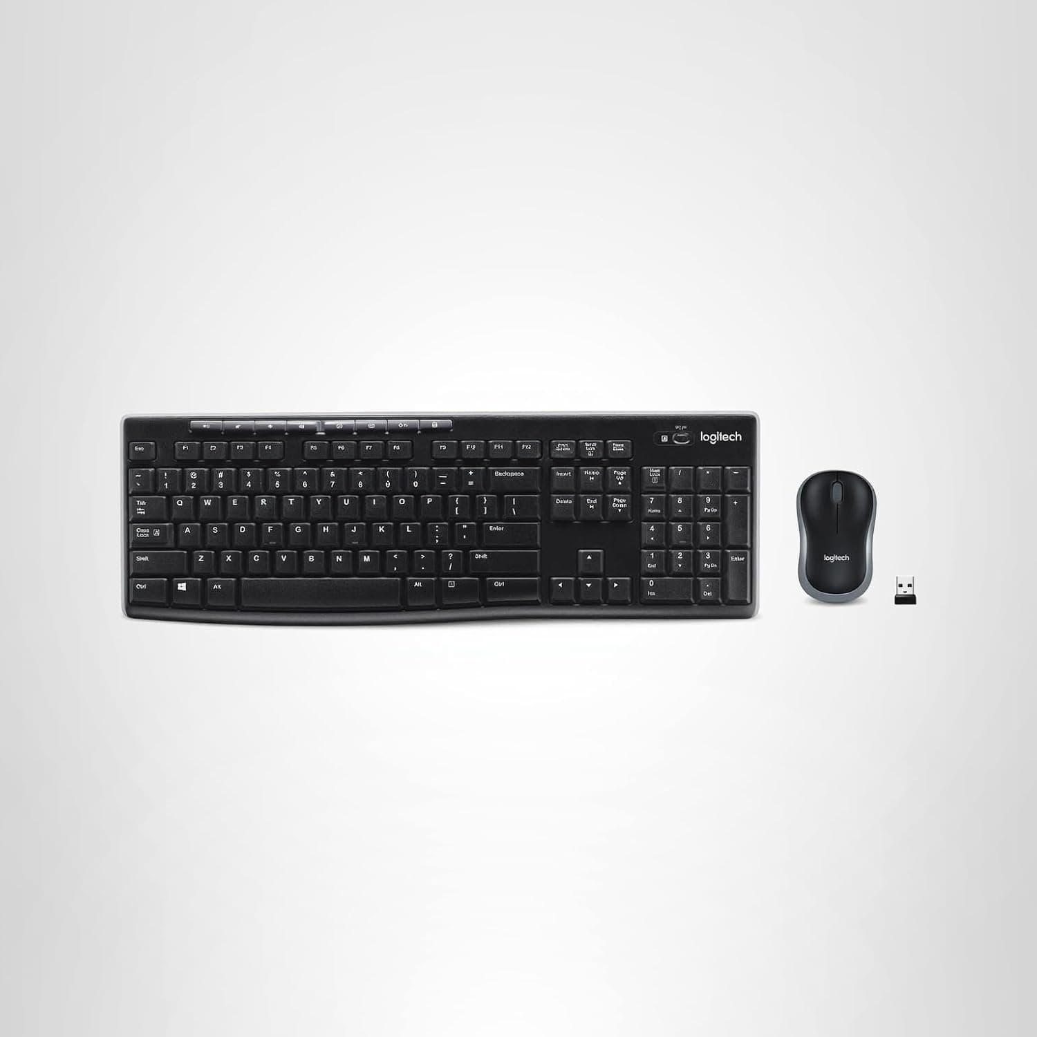 Logitech MK270 Wireless Keyboard and Mouse Combo for Windows, 2.4 GHz, 8 Multimedia Keys, PC, Laptop, Wireless Keyboard Compact Mouse Combo - Black